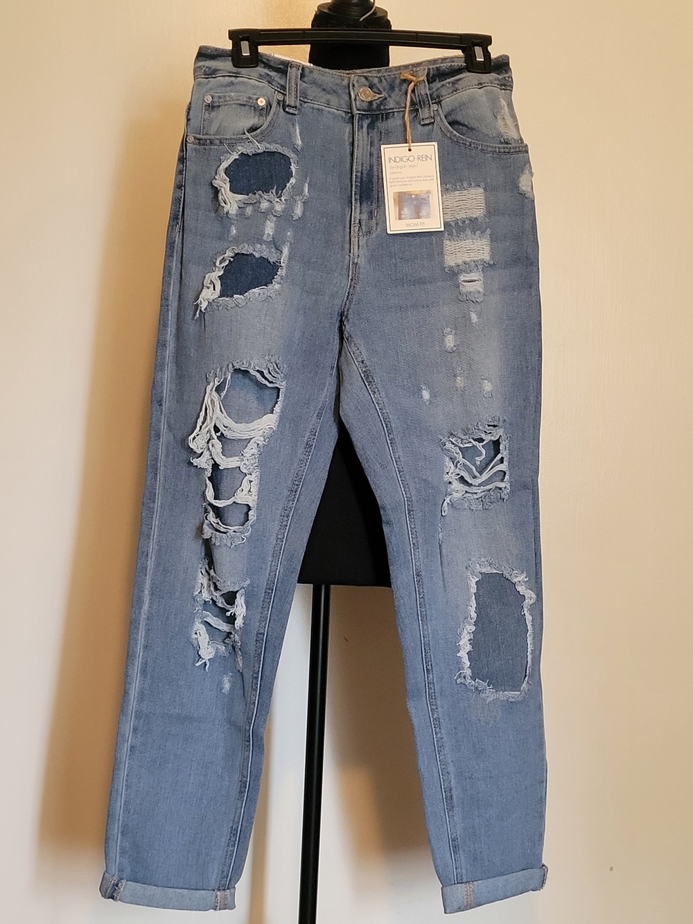 Indigo Rein Juniors Size 7 Medium Wash Distressed Jeans